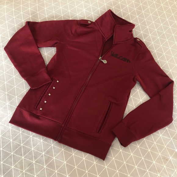 Volcom Tops - NWOT. Maroon VOLCOM Zip Up Sweatshirt